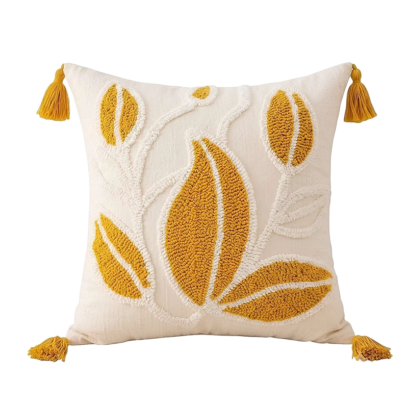 KIT DE 2 FUNDAS DE COJIN BORDADA CON BORLAS 45X45 CM F34 - 2