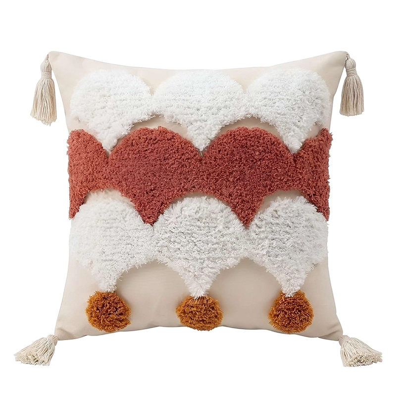 KIT DE 2 FUNDAS DE COJIN BORDADA CON BORLAS 45X45 CM F22 - 2