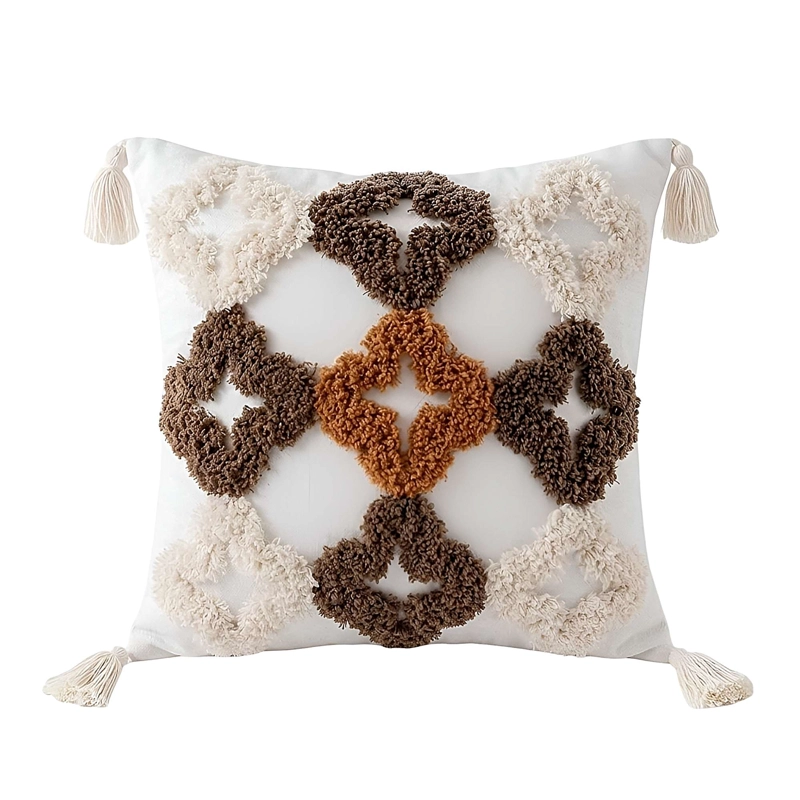 KIT DE 2 FUNDAS DE COJIN BORDADA CON BORLAS 45X45 CM F24 - 2