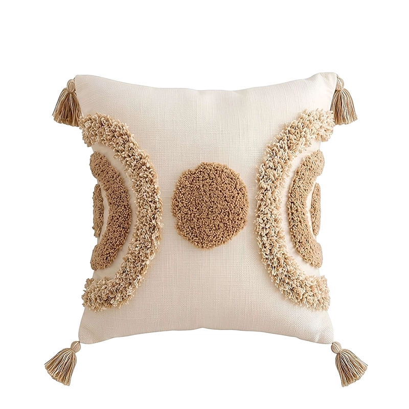 KIT DE 4 FUNDAS DE COJIN BORDADA CON BORLAS 45X45 CM F9 - 2