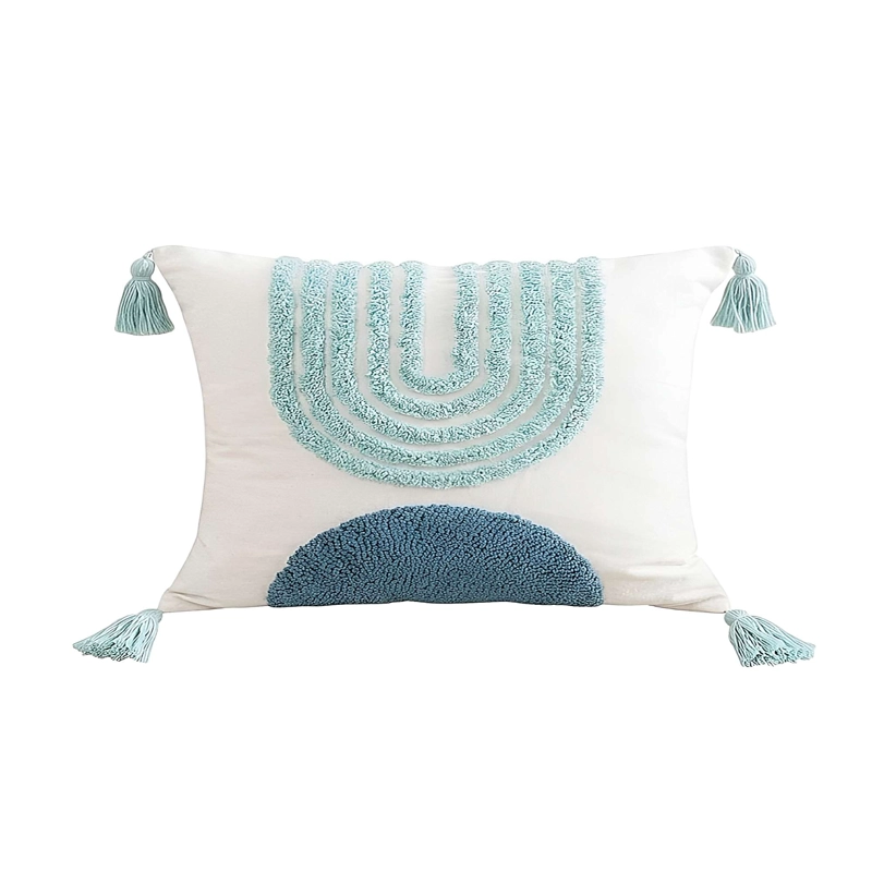 KIT DE 2 FUNDAS DE COJIN BORDADA CON BORLAS 45X45 CM F8 - 2