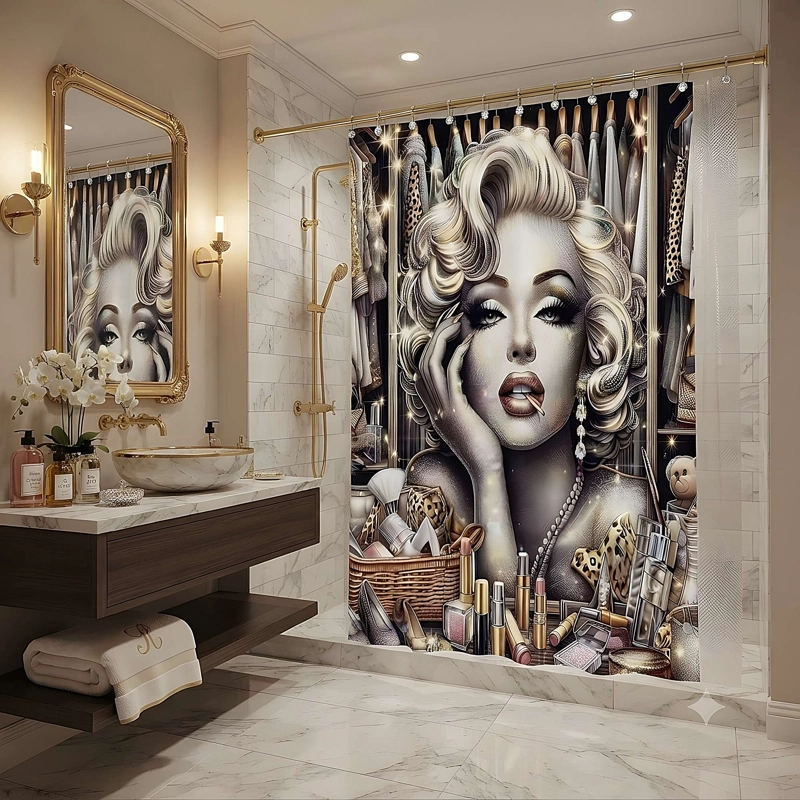 CORTINA DE BAÑO PREMIUM 180X180 CM CON FORRO BLANCO  CB12 - 1