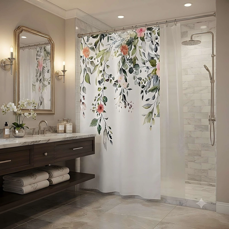 CORTINA DE BAÑO PREMIUM 180X180 CM CON FORRO BLANCO  CB09 - 1