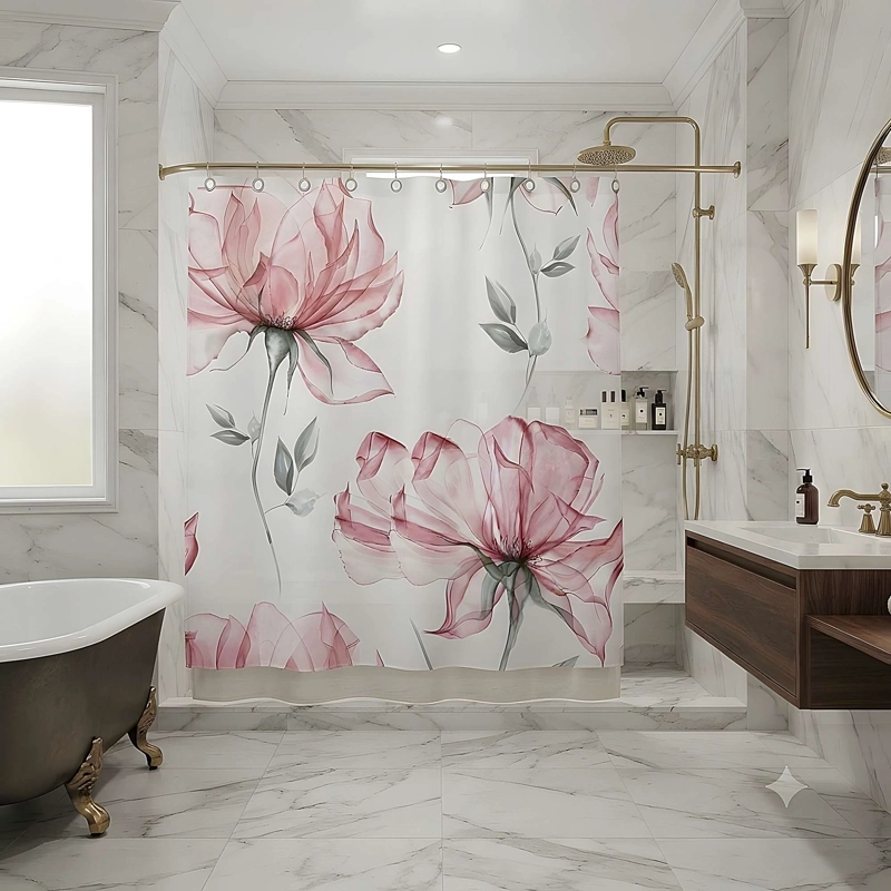 CORTINA DE BAÑO PREMIUM 180X180 CM CON FORRO BLANCO  CB03 - 1