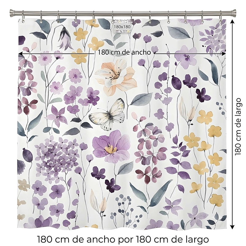 CORTINA DE BAÑO PREMIUM 180X180 CM CON FORRO BLANCO  CB20 - 2