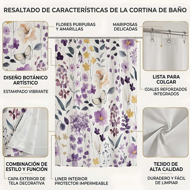 CORTINA DE BAÑO PREMIUM 180X180 CM CON FORRO BLANCO  CB20 - 4