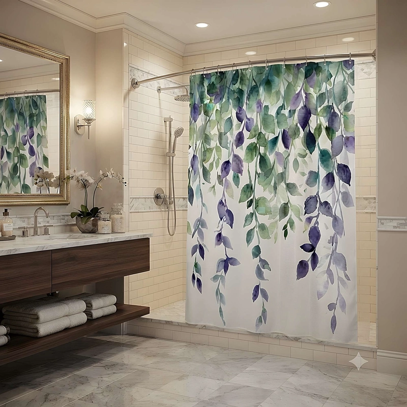 CORTINA DE BAÑO PREMIUM 180X180 CM CON FORRO BLANCO  CB14 - 1