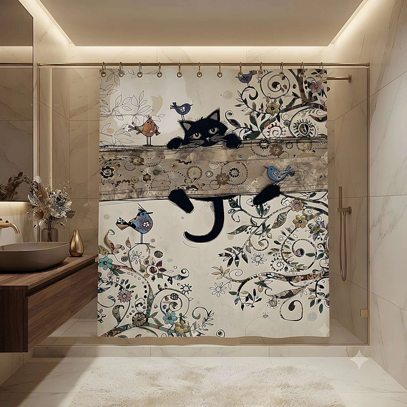 CORTINA DE BAÑO PREMIUM 180X180 CM CON FORRO BLANCO  CB02 - 1