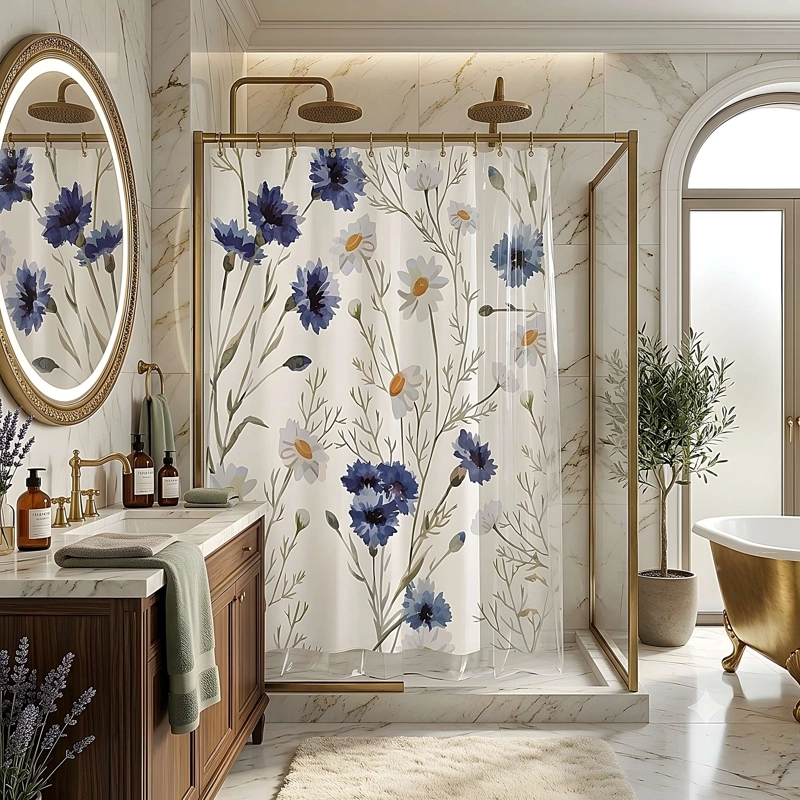 CORTINA DE BAÑO PREMIUM 180X180 CM CON FORRO BLANCO  CB16 - 1