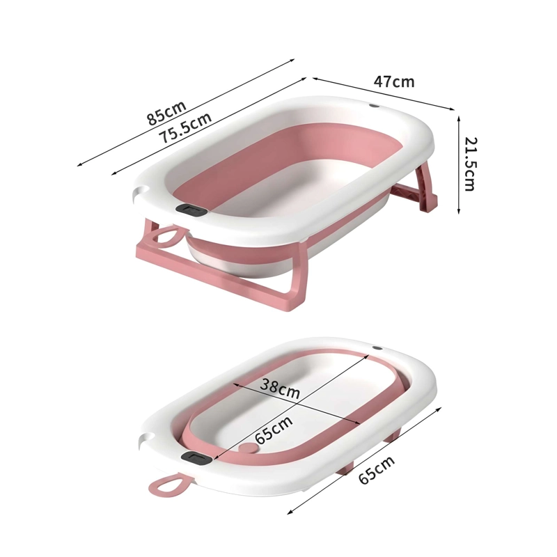 BAÑERA PLEGABLE DE BEBE CON TERMOMETRO COLOR ROSADO - 4