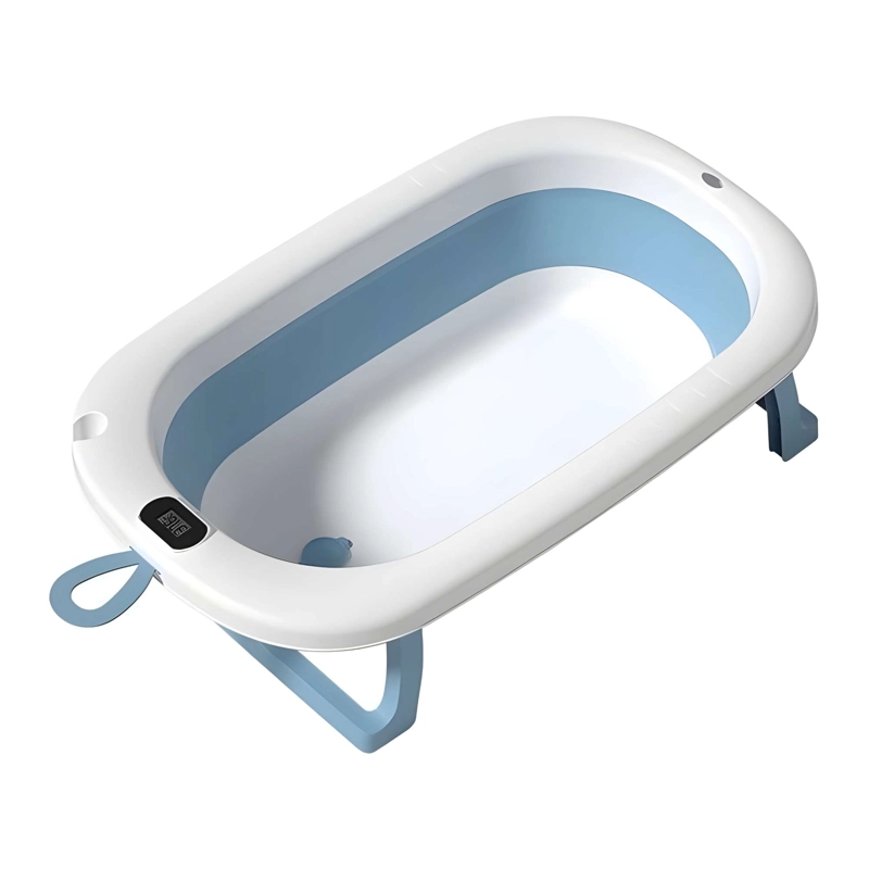 BAÑERA PLEGABLE DE BEBE CON TERMOMETRO COLOR AZUL - 4