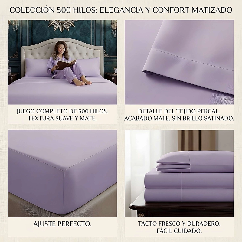KIT DE SABANAS DE 500 HILOS 1,5 PLAZA W6 - 4