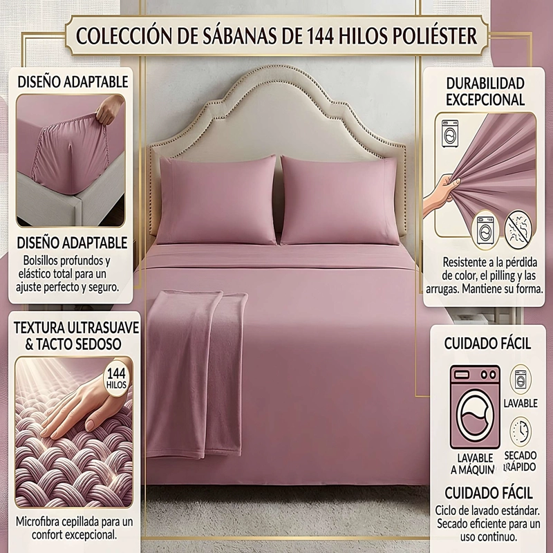 KIT DE SABANAS DE 144 HILOS SUPER KING W4 - 4