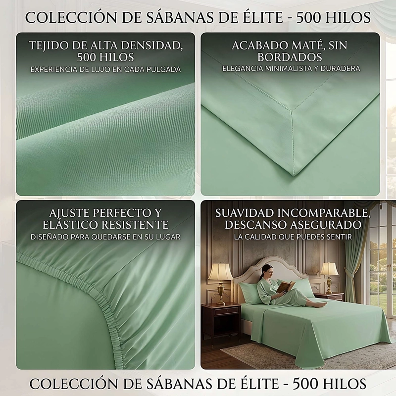 KIT DE SABANAS DE 500 HILOS 1 PLAZA W1 - 4