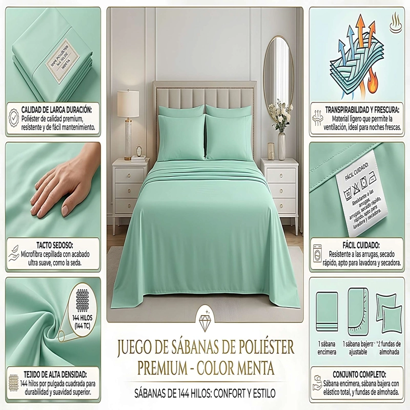 KIT DE SABANAS DE 144 HILOS 1,5 PLAZA W8 - 4