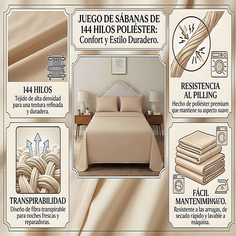 KIT DE SABANAS DE 144 HILOS 1,5 PLAZA W2 - 4