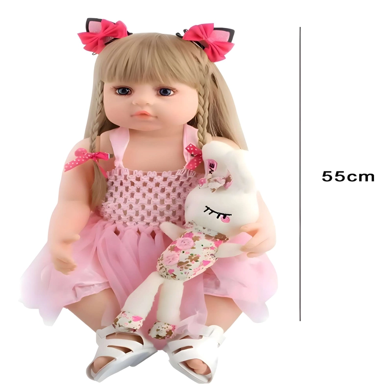 ADORABLE MUÑECA REBORN CABELLO RUBIA 55CM - 4