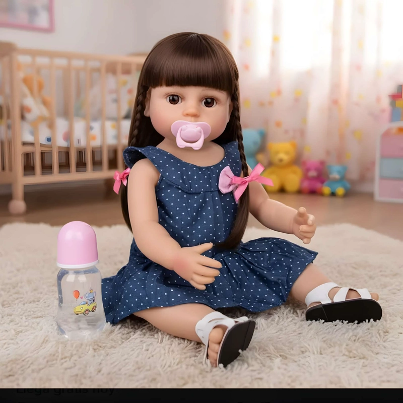 ADORABLE MUÑECA REALISTA CABELLO CASTAÑO 55CM - 1