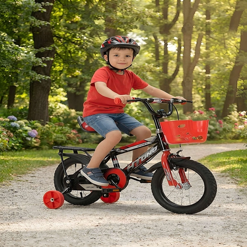 BICICLETA INFANTIL ARO 12 CON RUEDITAS COLOR ROJO - 1