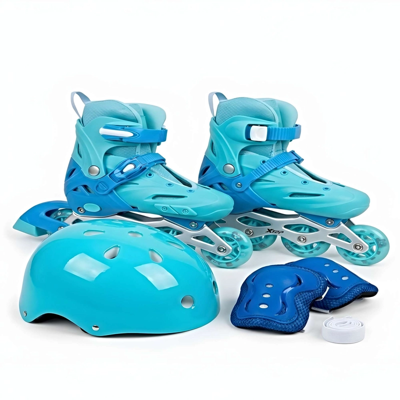 EQUIPO COMPLETO DE PATINAJE CON ACCESORIOS DE PROTECCION TALLA M (35-38) CELESTE - 3