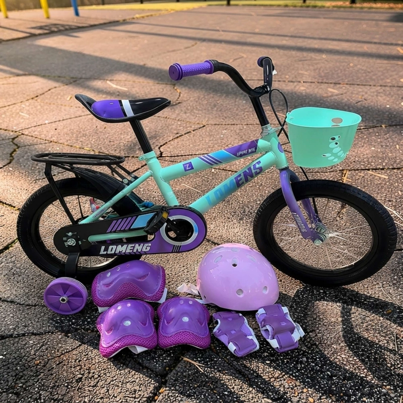 BICICLETA INFANTIL ARO 12 CON RUEDITAS MAS KIT DE SEGURIDAD VERDE AGUA - 1