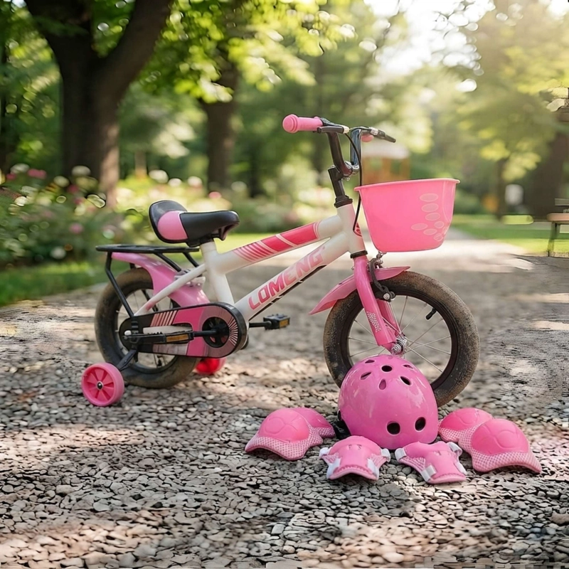BICICLETA INFANTIL ARO 12 CON RUEDITAS MAS KIT DE SEGURIDAD ROSADO - 1