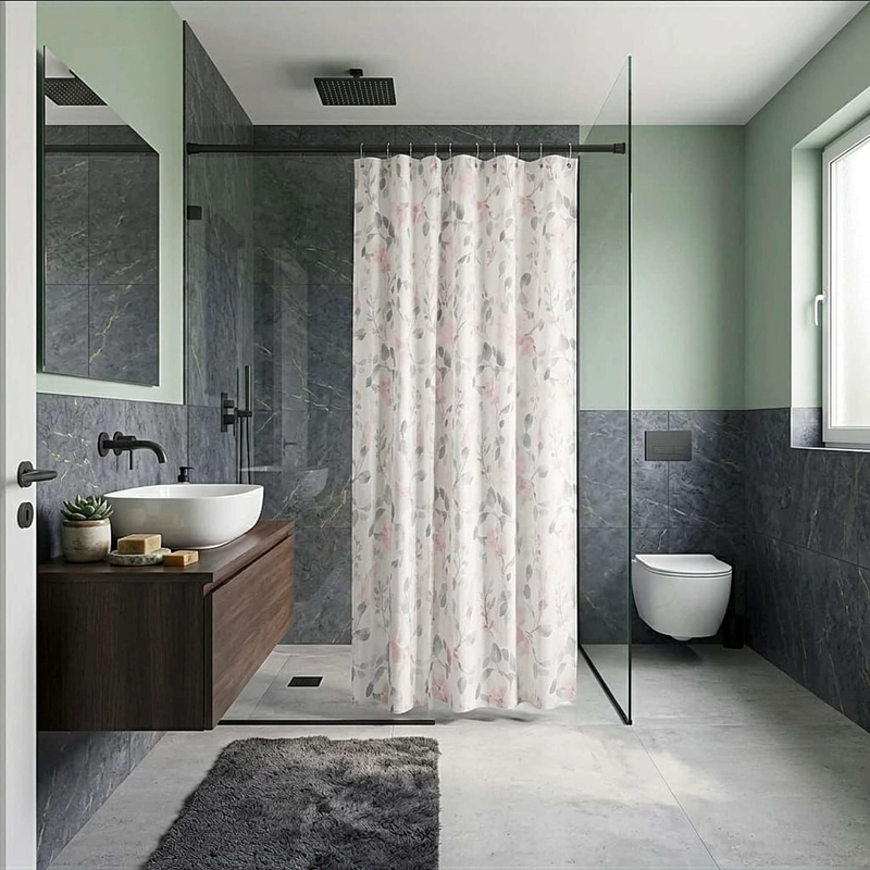 CORTINA DE BAÑO MAS FORRO 180X180CM A1 - 2