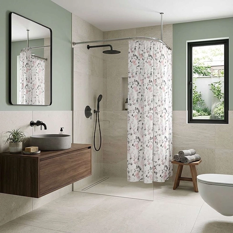 CORTINA DE BAÑO MAS FORRO 180X180CM A1 - 4