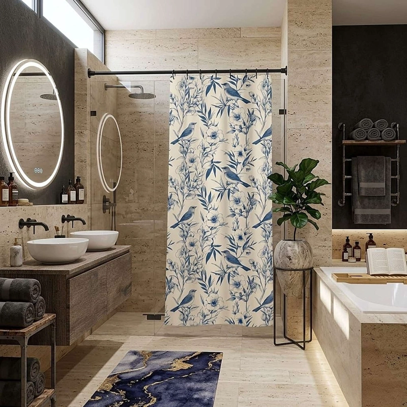 CORTINA DE BAÑO MAS FORRO 180X180CM A2 - 1