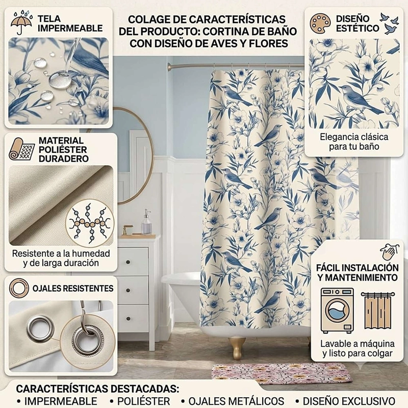 CORTINA DE BAÑO MAS FORRO 180X180CM A2 - 3