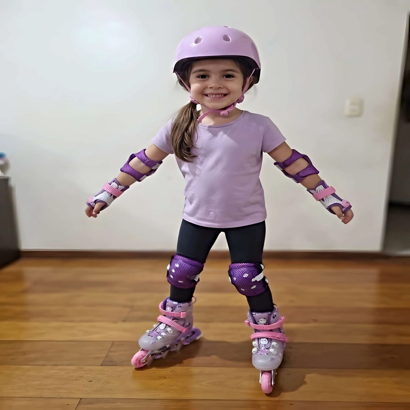 PATIN LINEAL CON LUCES MAS KIT COMPLETO TALLA S 31-34 LILA2 - 4