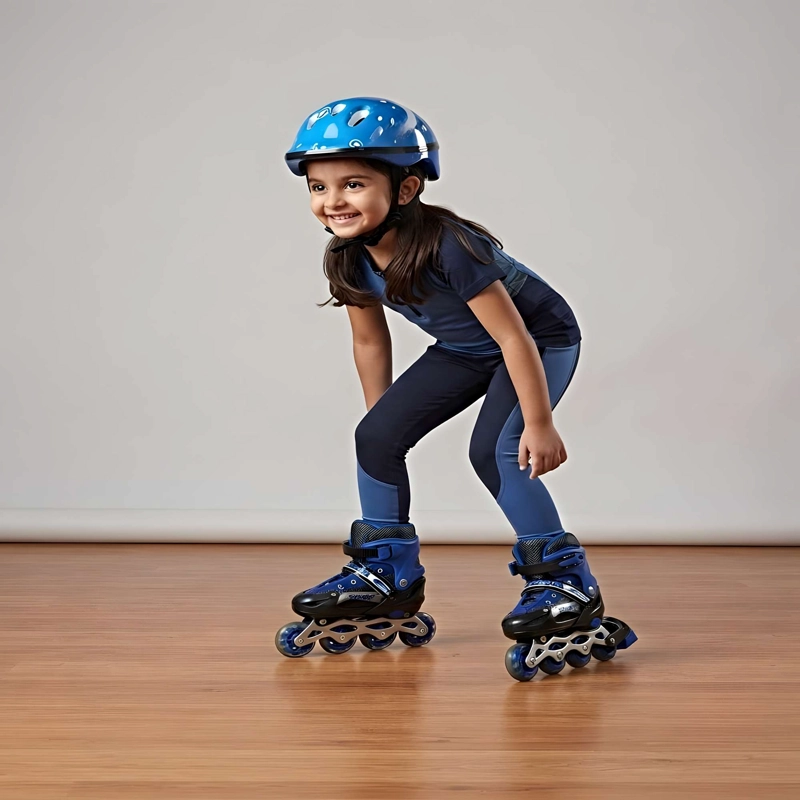 PATIN LINEAL CON LUCES MAS KIT COMPLETO TALLA S 31-34 AZUL OSCURO - 1
