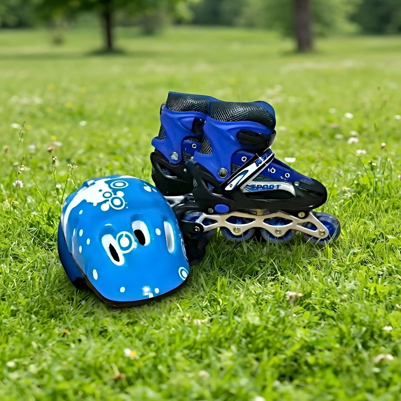 PATIN LINEAL CON LUCES MAS KIT COMPLETO TALLA S 31-34 AZUL OSCURO - 2