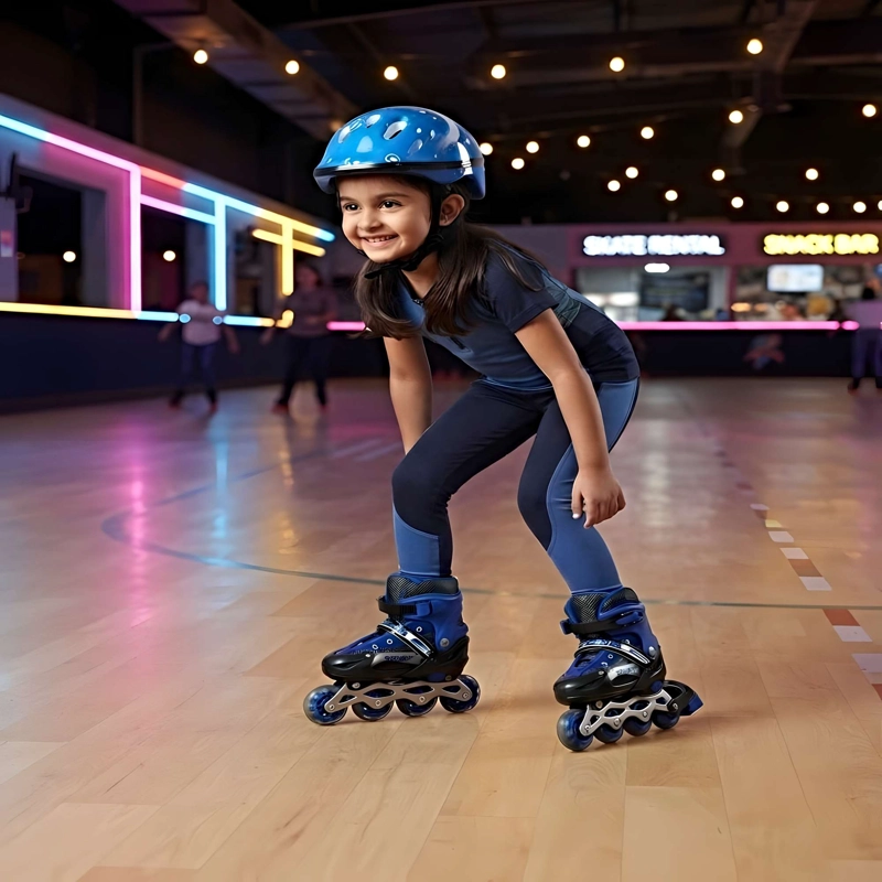 PATIN LINEAL CON LUCES MAS KIT COMPLETO TALLA S 31-34 AZUL OSCURO - 4