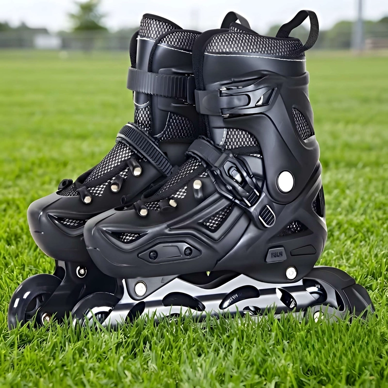 PATIN LINEAL CON LUCES MAS KIT COMPLETO TALLA M 35-38 NEGRO - 2