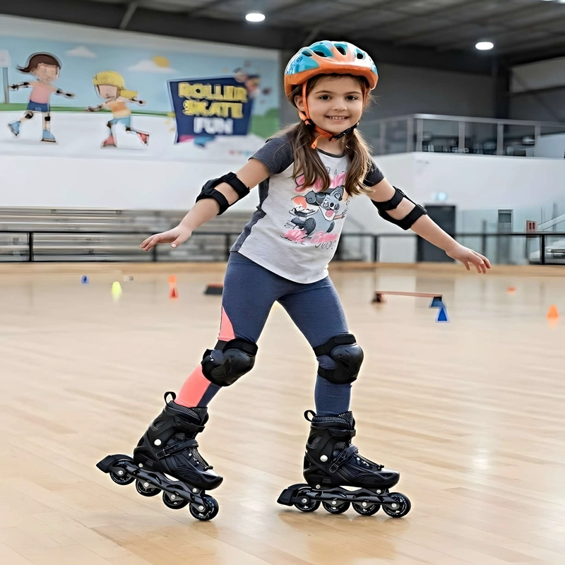 PATIN LINEAL CON LUCES MAS KIT COMPLETO TALLA M 35-38 NEGRO - 4