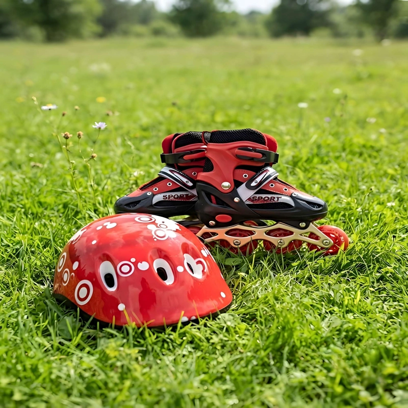 PATIN LINEAL CON LUCES MAS KIT COMPLETO TALLA S 31-34 ROJO - 2