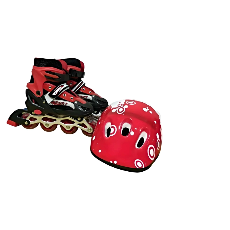 PATIN LINEAL CON LUCES MAS KIT COMPLETO TALLA S 31-34 ROJO - 3