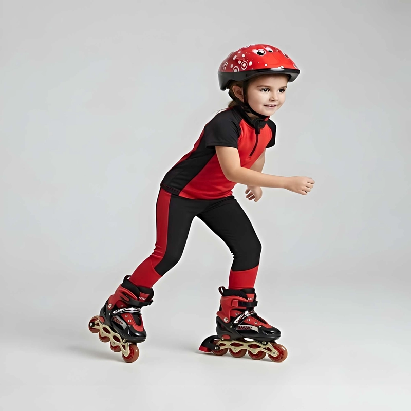 PATIN LINEAL CON LUCES MAS KIT COMPLETO TALLA S 31-34 ROJO - 4