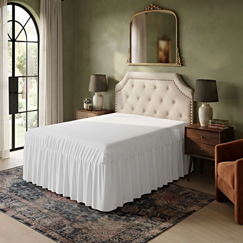 FALDON DECORATIVO PARA CAMA SIN FUNDA PLAZA Y MEDIA BLANCO - 1