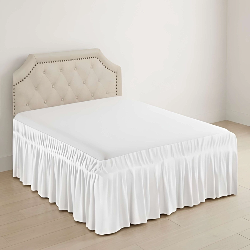 FALDON DECORATIVO PARA CAMA SIN FUNDA PLAZA Y MEDIA BLANCO - 2