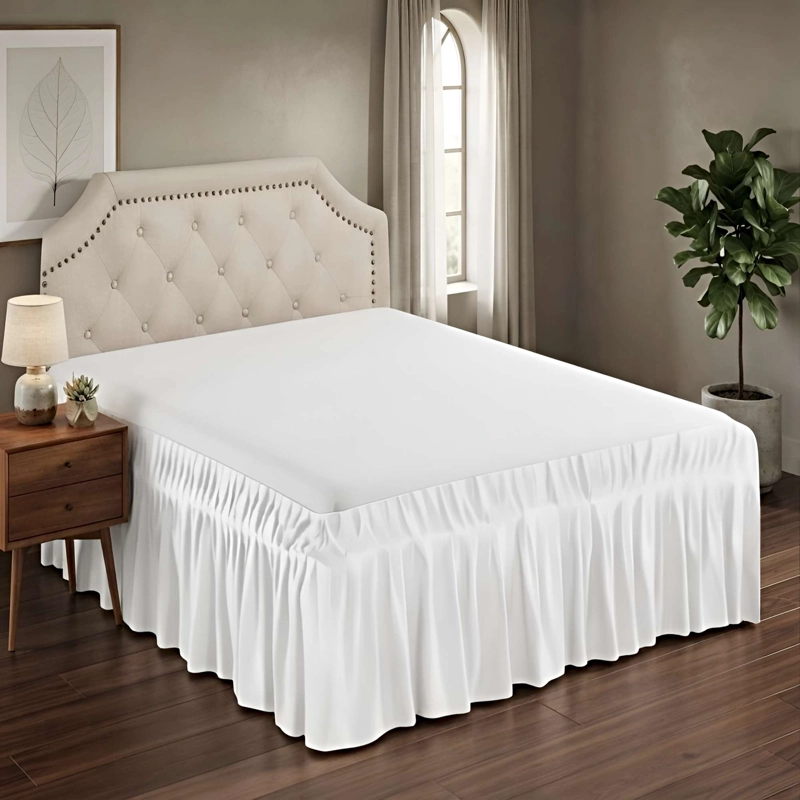 FALDON DECORATIVO PARA CAMA SIN FUNDA PLAZA Y MEDIA BLANCO - 4