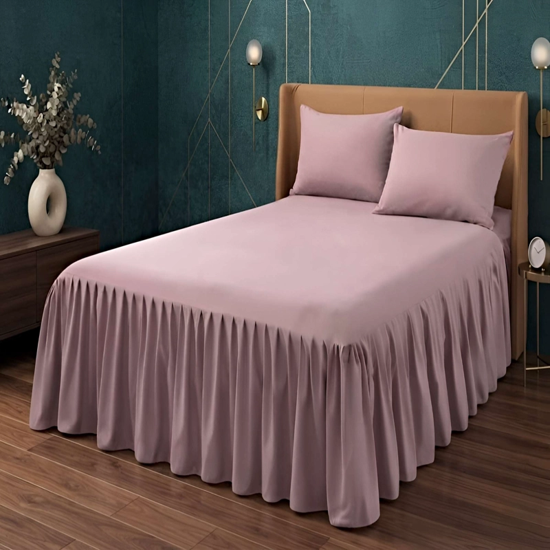 FALDON DECORATIVO PARA CAMA SIN FUNDA  KING ROSA - 1