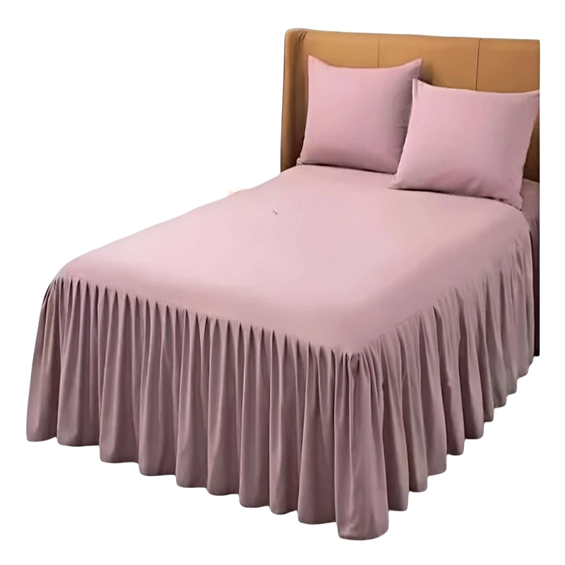 FALDON DECORATIVO PARA CAMA SIN FUNDA  KING ROSA - 2