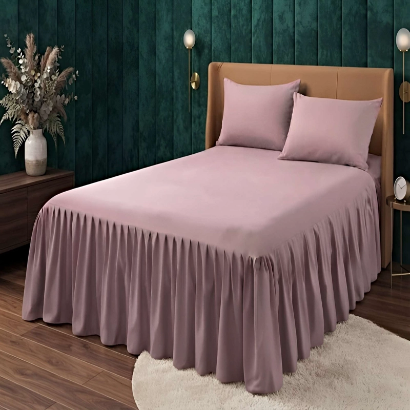FALDON DECORATIVO PARA CAMA SIN FUNDA  KING ROSA - 4