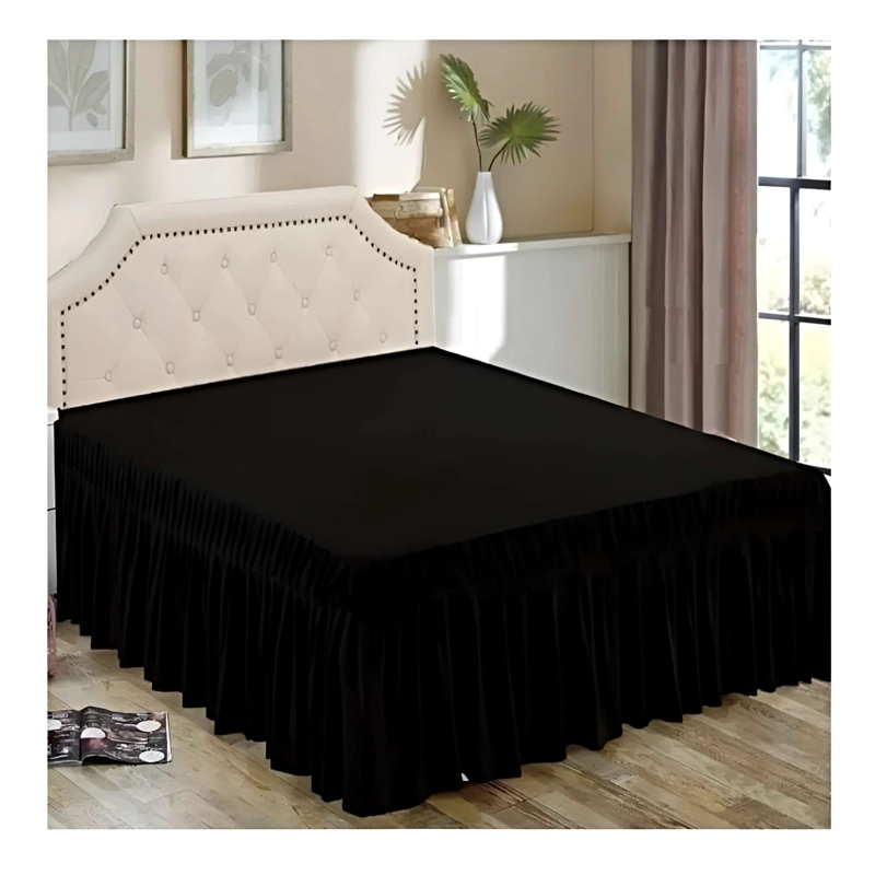 FALDON DECORATIVO PARA CAMA SIN FUNDA 2 PLAZAS NEGRO - 1