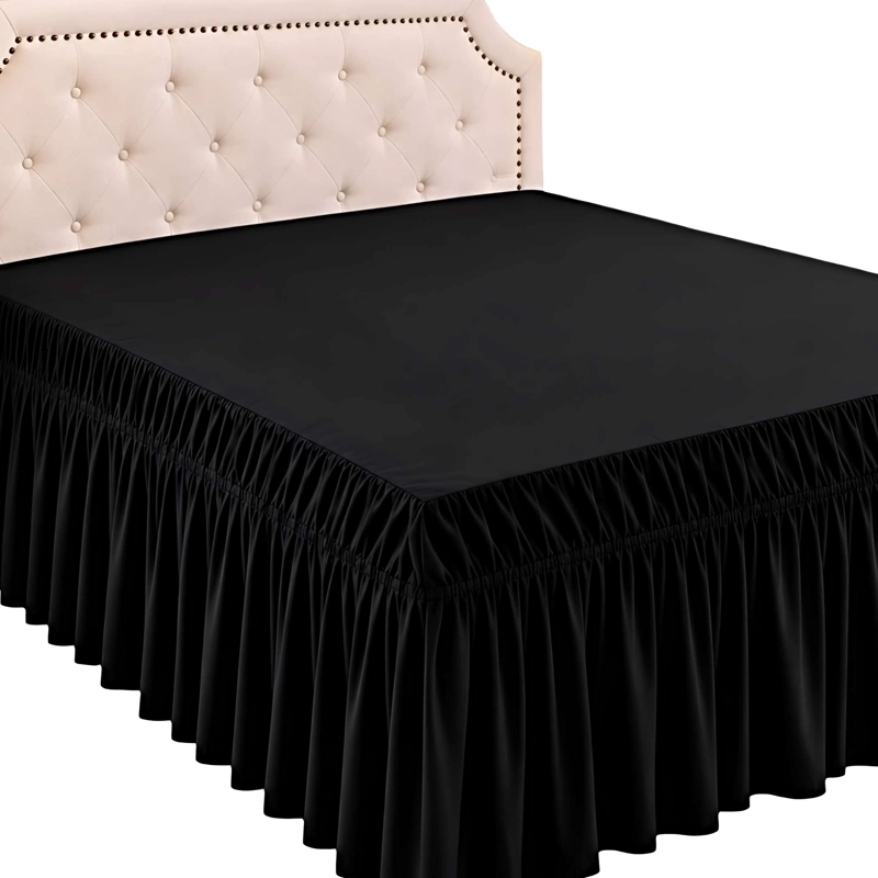 FALDON DECORATIVO PARA CAMA SIN FUNDA KING NEGRO - 4