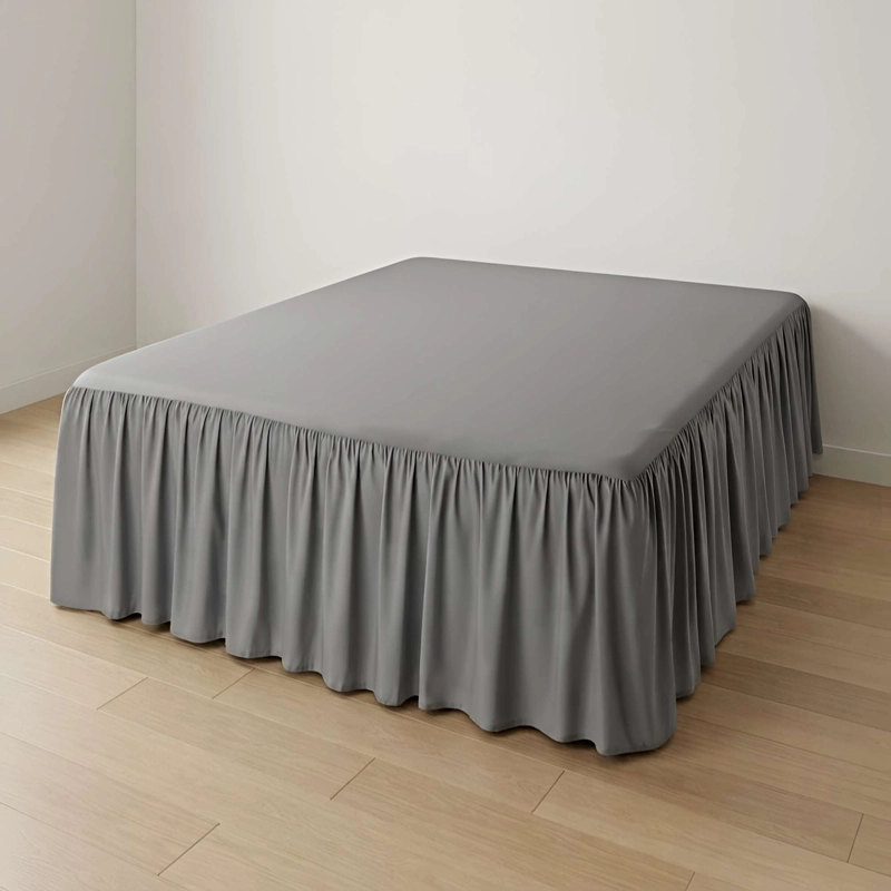 FALDON DECORATIVO PARA CAMA SIN FUNDA PLAZA Y MEDIA GRIS - 1