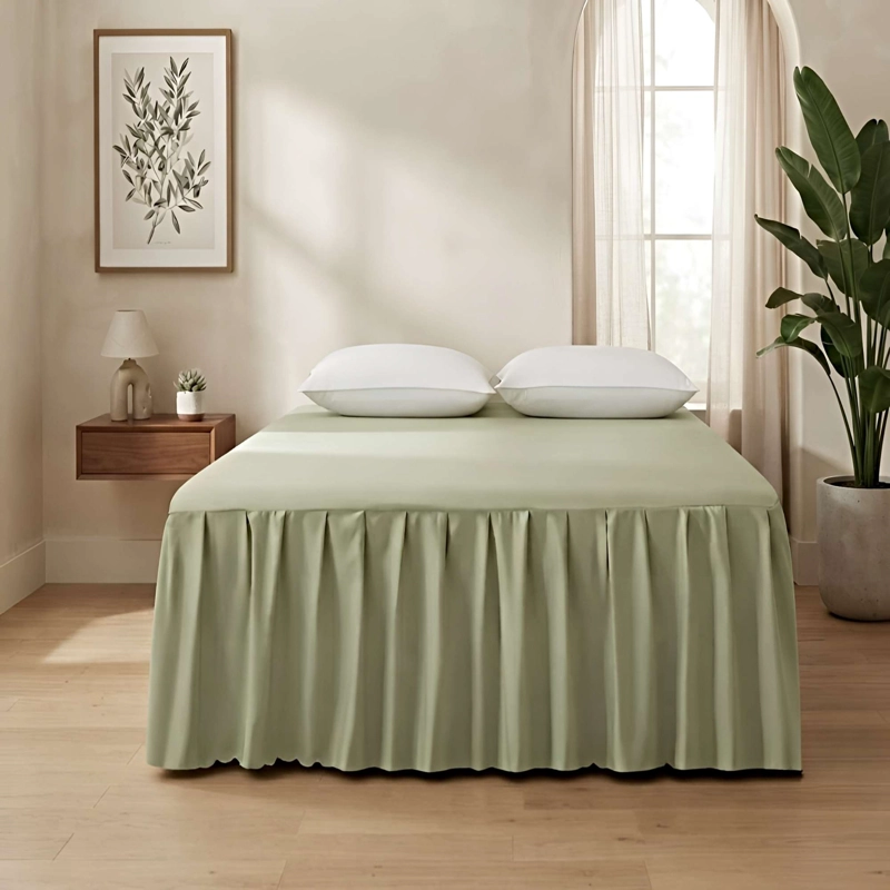 FALDON DECORATIVO PARA CAMA SIN FUNDA KING VERDE OLIVA - 1