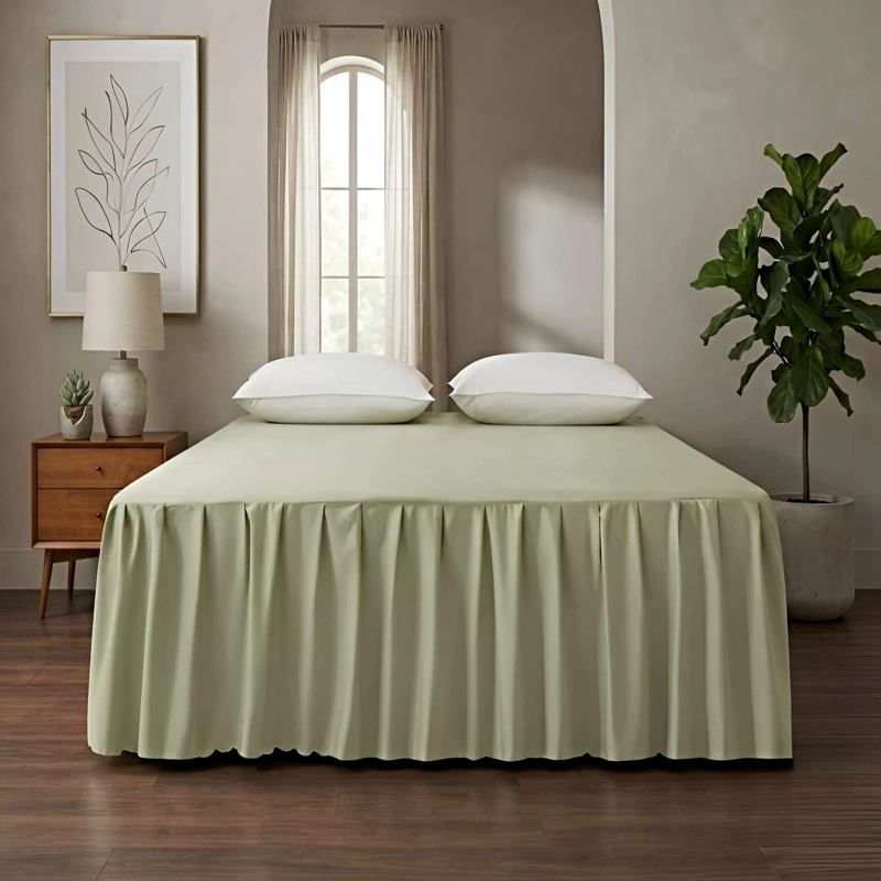 FALDON DECORATIVO PARA CAMA SIN FUNDA KING VERDE OLIVA - 2